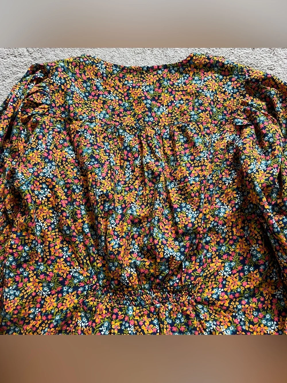 Free People I Found You Floral Blouse Puff Sleeve Boho Cotton Peasant Sz M